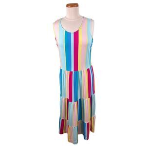 Lands' End Women's Size Small Casual‎ Colorful Colorblock Sleeveless Maxi Dress
